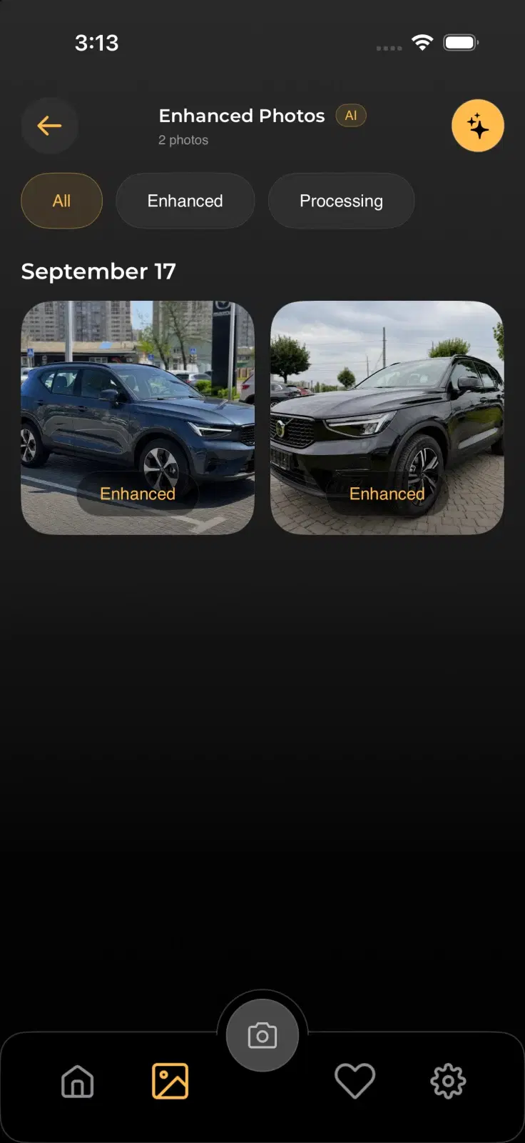 CarShot enhanced photos album with consistent sample vehicle images